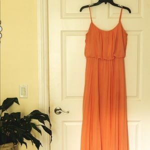 Salmon Coral Chiffon Maxi Dress